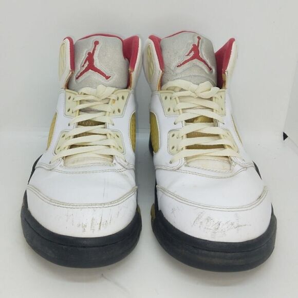 Nike Air Jordan 5 Retro Mens Pre-owned White/Gold/Red Sneakers - sz. 8 main image 4